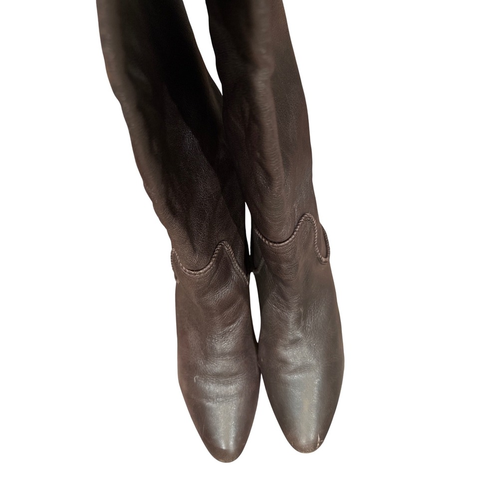 FRYE Sunny Tall Cuff VL Women Boots Brown Leather Knee High Wedge Size‎ 10 - Picture 5 of 7